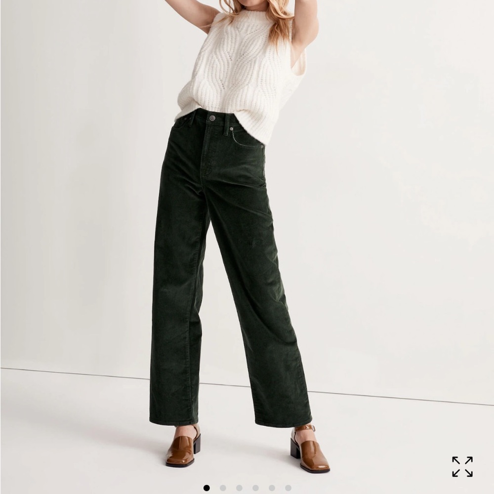 NWOT Madewell The Perfect Vintage Wide-Leg PantCorduroy Edition Deep Forests-30